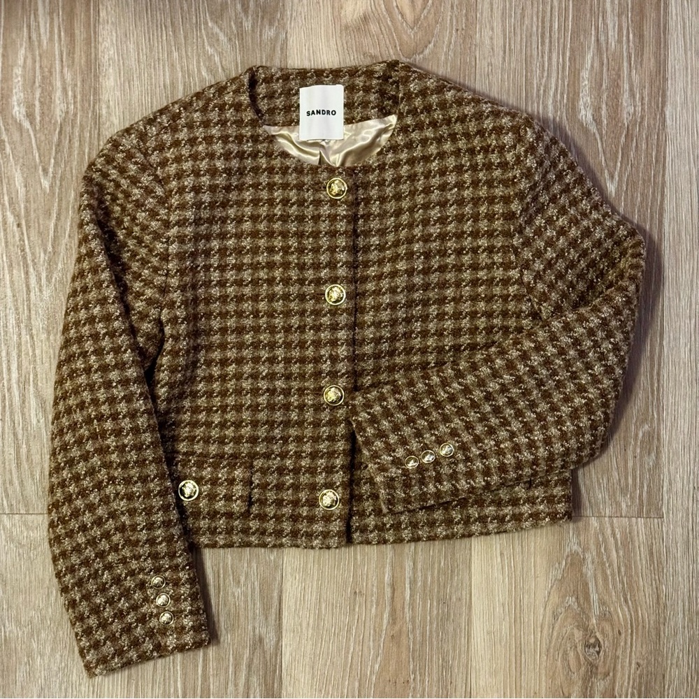 BNWT SANDRO PRINCETON CROPPED BOUCLÉ JACKET SIZE EU40 (SM) WOMEN’S JACKET